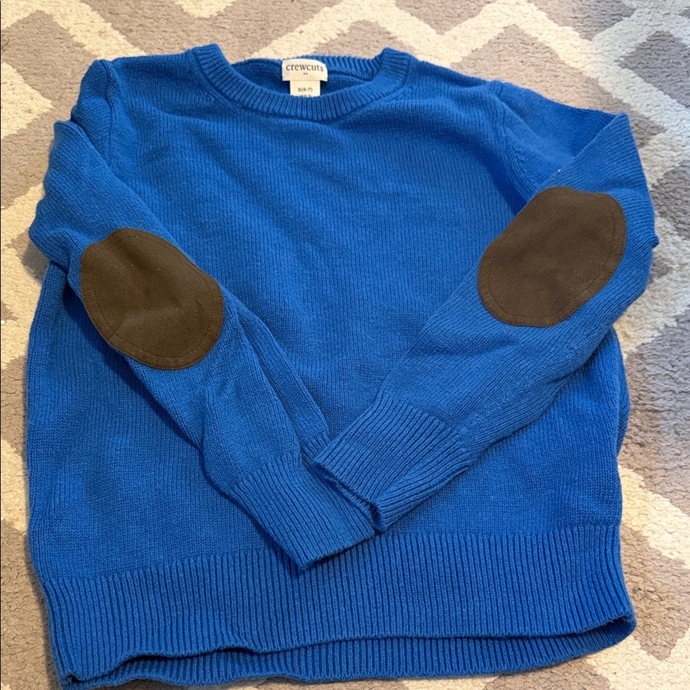 Crewcuts Blue Sweater with Brown Elbow Patches